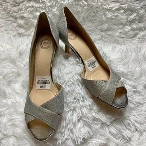 I. Miller Heels Silver Glitter Peep Toe Sz 9